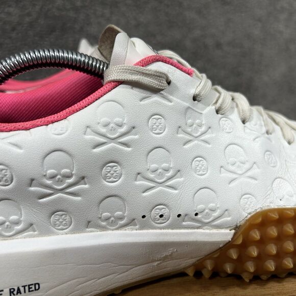 G/Fore G.112 Men\'s Size 12 White Pink Embossed Skull & Tees Golf Shoes Used main image 8